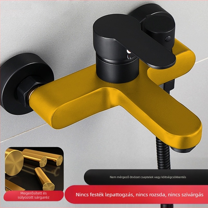 Fürdőszobai háromcsapos keverőcsaptelep oldalsó nyitással, rézötvözet test, kerámia korongos szelep, modell 8889, falra szerelhető