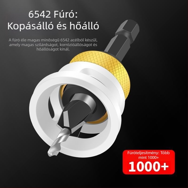 Négyélű kúpos fúró, ötvözet fej, állítható mélység, lépcsőzetes furás