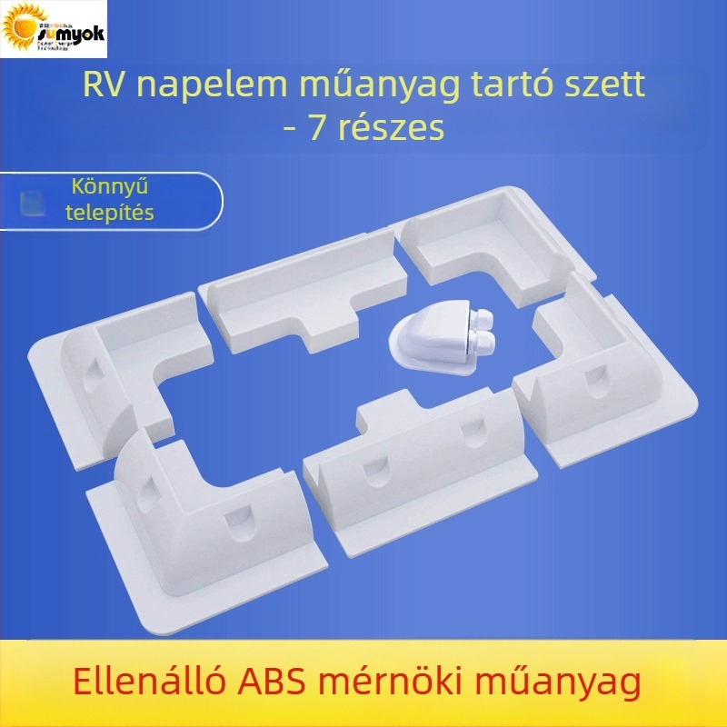 Műanyag napenergiás panel tartó RV-hez és jachtokhoz, ABS, 7 részes készlet csatlakozódobozzal — Márka SY, Modell Integrated, Anyag Műanyag, Tömeg 2000 g