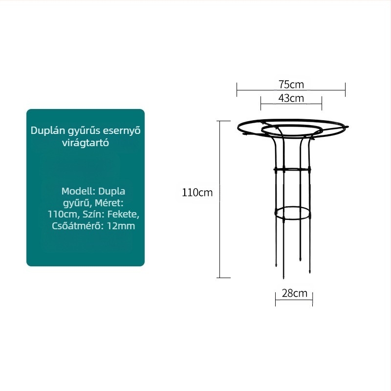 Mászókeret virágtartóval és balkonpolccal, acélcső műanyag bevonattal, pásztor-stílus, kombinált használat
