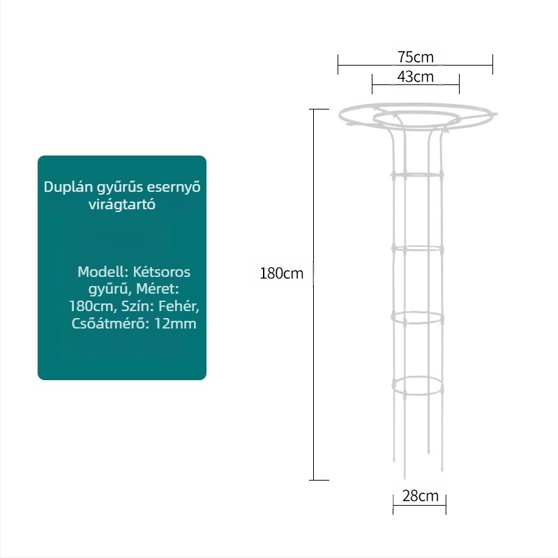 Mászókeret virágtartóval és balkonpolccal, acélcső műanyag bevonattal, pásztor-stílus, kombinált használat