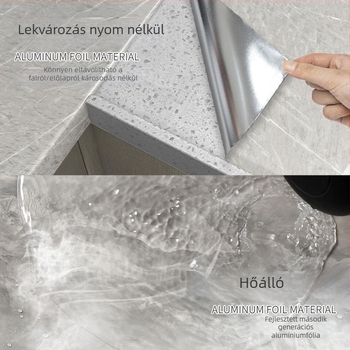 Konyhai PET falitapasz, olaj- és hőálló, márványmintás, öntapadós, 1 db, vízálló