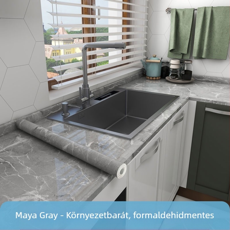 Konyhai PET falitapasz, olaj- és hőálló, márványmintás, öntapadós, 1 db, vízálló