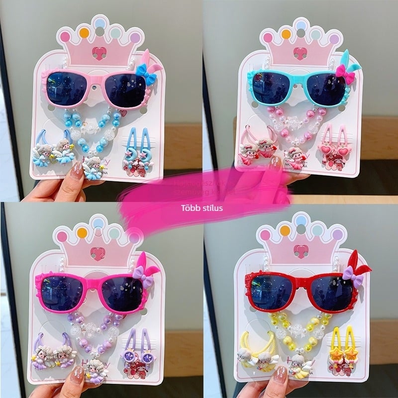 Gyerekeknek készült nyaklánc és karkötő készlet – kézzel készített, műanyag/gyanta, golyós lánccal, többszörös rétegű dizájn, karikatúra figurákkal, 0–3, 3–6, 6–10 és 10+ éveseknek