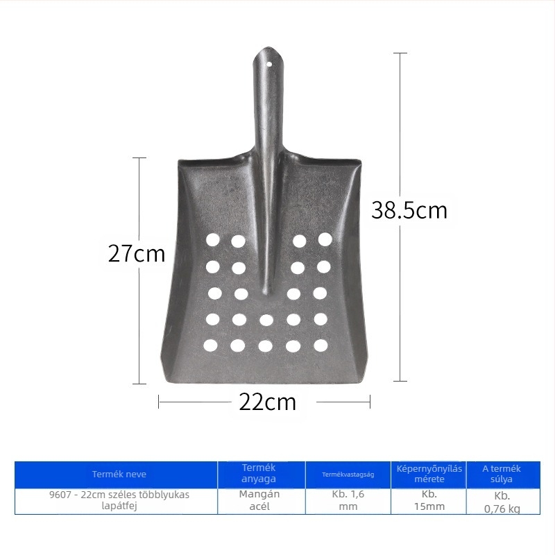 Csatornatisztító ásó vas fejjel, 90 fokos könyökszerű kialakítással – ideális csatornák és árok tisztításához