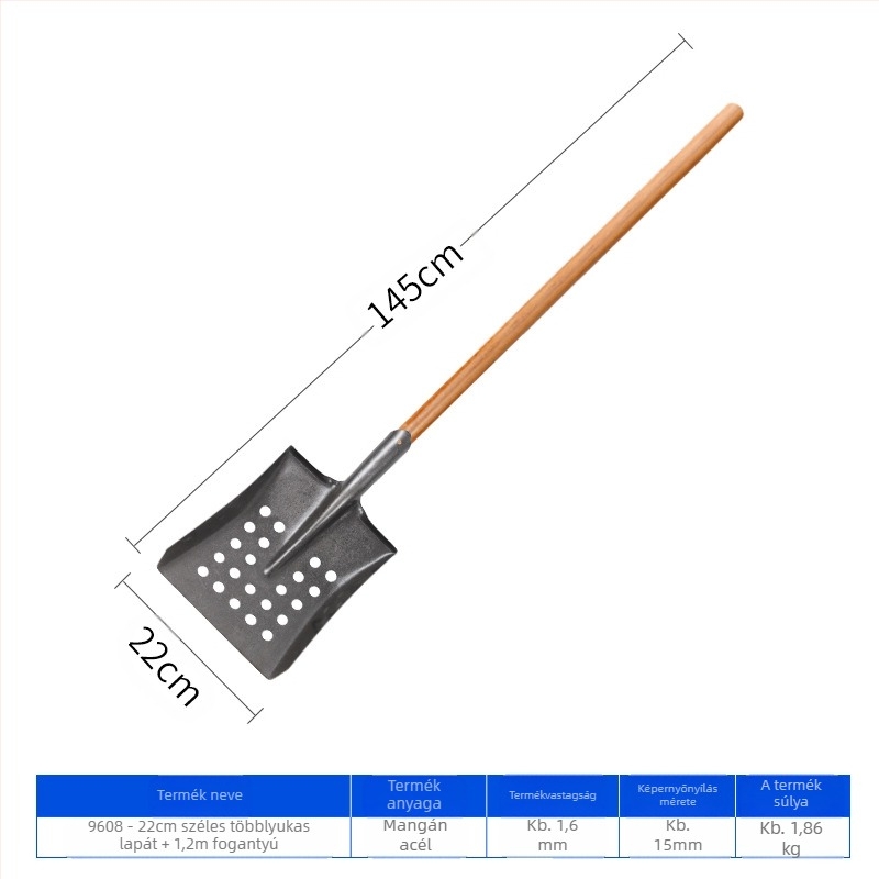 Csatornatisztító ásó vas fejjel, 90 fokos könyökszerű kialakítással – ideális csatornák és árok tisztításához