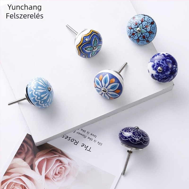 Yunchang kerek kerámia fogantyú szekrényekhez és fiókokhoz — modern, könnyű luxus kialakítás; anyag kerámia; felületkezelés elektroplatinálás; márka Yunchang Hardware.