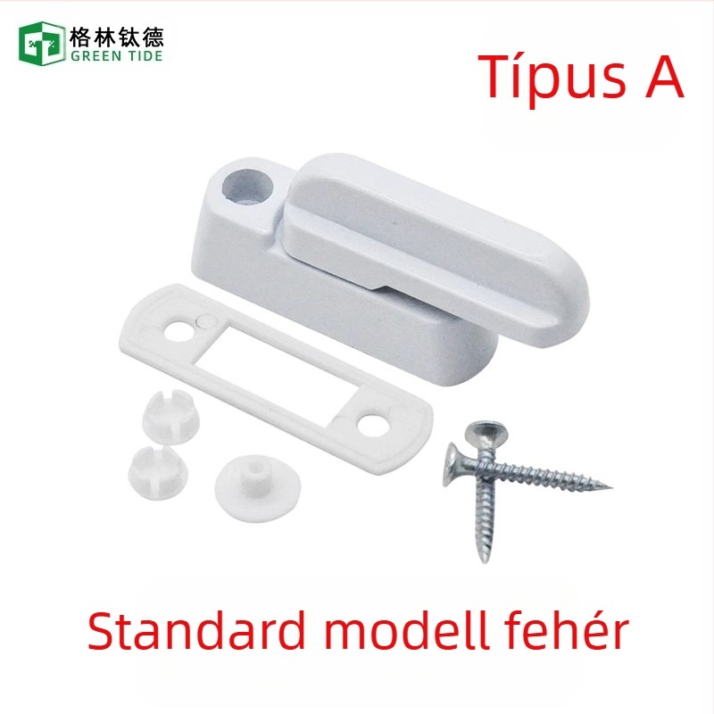 T-típusú ajtó- és ablakzár, fúrás nélküli, ötvözetből, kulccsal, lopás elleni