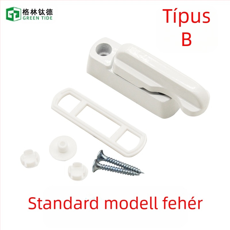 T-típusú ajtó- és ablakzár, fúrás nélküli, ötvözetből, kulccsal, lopás elleni