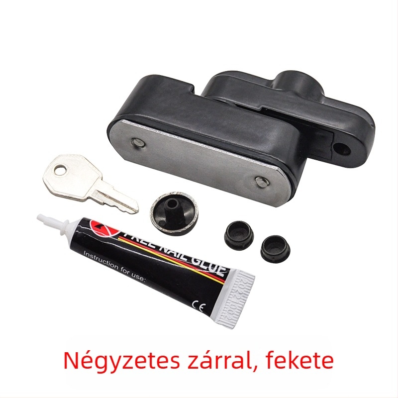 T-típusú ajtó- és ablakzár, fúrás nélküli, ötvözetből, kulccsal, lopás elleni