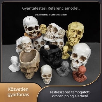 Halloween koponya rekvizít, gyanta anyagú koponya dekor virágcserephez, modern művészeti stílus, kézműves 21347836905