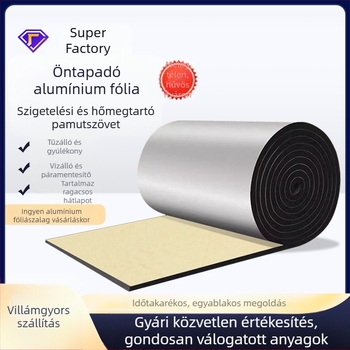Alumínium fóliás szigetelővata – önzáró tetőszigetelé, mikroporózus, gumivatta mag, tekercs, 0,033 W/mK