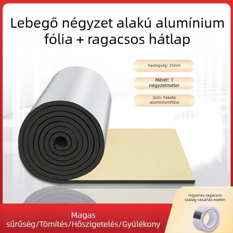 Alumínium fóliás szigetelővata – önzáró tetőszigetelé, mikroporózus, gumivatta mag, tekercs, 0,033 W/mK