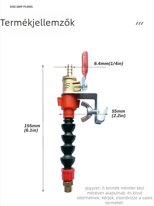 Vízpermetező készülék vágó- és hasító gépekhez porvédelmi és hűtési funkcióval, univerzális gránit/márvány gépekhez, tartozék sarokcsiszolóhoz