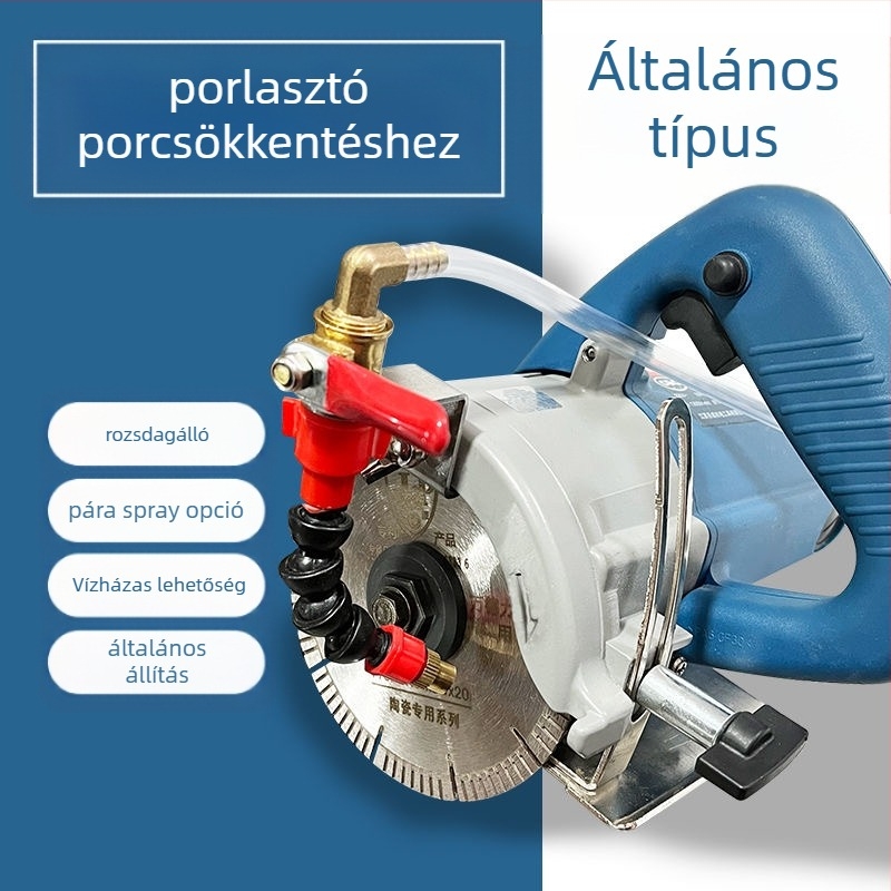 Vízpermetező készülék vágó- és hasító gépekhez porvédelmi és hűtési funkcióval, univerzális gránit/márvány gépekhez, tartozék sarokcsiszolóhoz