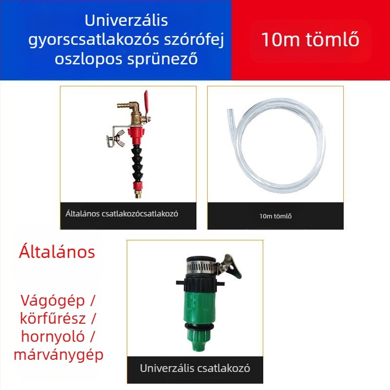 Vízpermetező készülék vágó- és hasító gépekhez porvédelmi és hűtési funkcióval, univerzális gránit/márvány gépekhez, tartozék sarokcsiszolóhoz