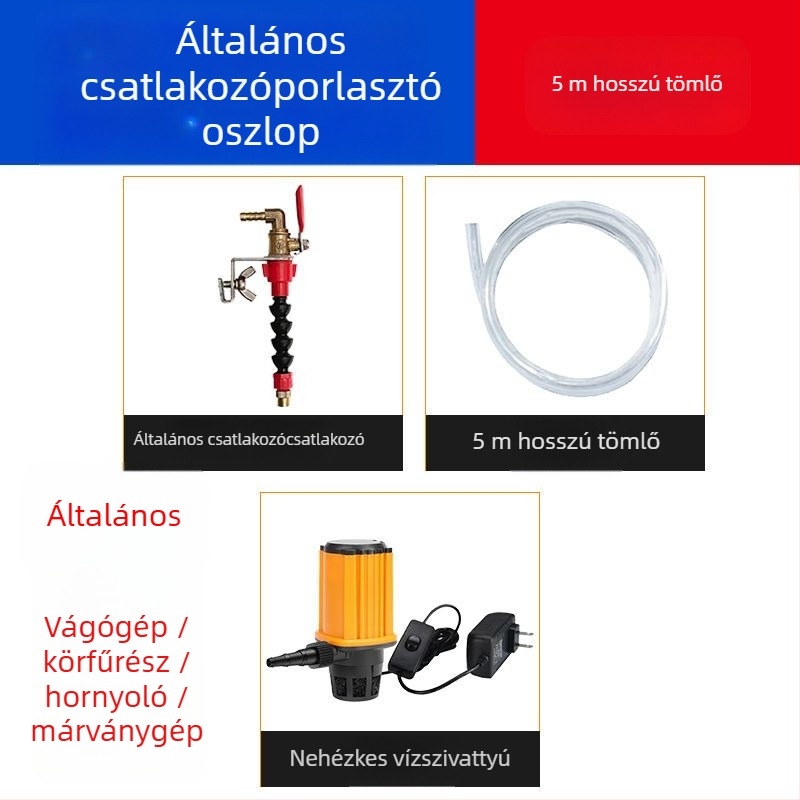 Vízpermetező készülék vágó- és hasító gépekhez porvédelmi és hűtési funkcióval, univerzális gránit/márvány gépekhez, tartozék sarokcsiszolóhoz