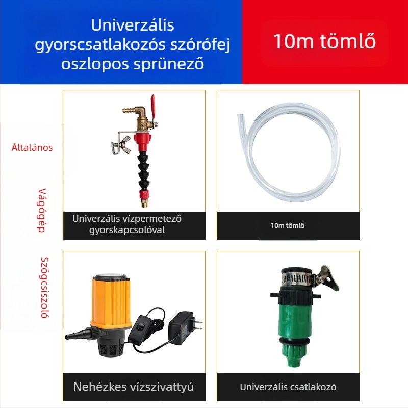 Vízpermetező készülék vágó- és hasító gépekhez porvédelmi és hűtési funkcióval, univerzális gránit/márvány gépekhez, tartozék sarokcsiszolóhoz