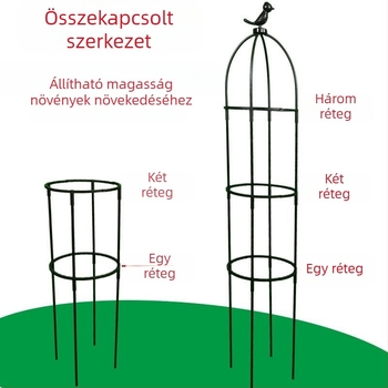 Kerti futó növényekhez tervezett keret rózsák és clematis számára, esernyő alakú keret, gomba alakú virágtartó, zöld növények támasza kültéri használatra (Stílus: Pastoral; Növekedési hőmérséklet: Egyéb; Növényfajták: Egyéb)