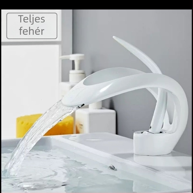 Réz anyagú meleg–hideg mosdócsaptelep, egylyukú telepítés, kerámiás szelepmag, elektroplatinált felület