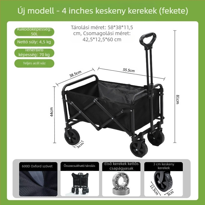 Kemping kocsi – Összecsukható kültéri hordozható kocsi, piknikasztallal