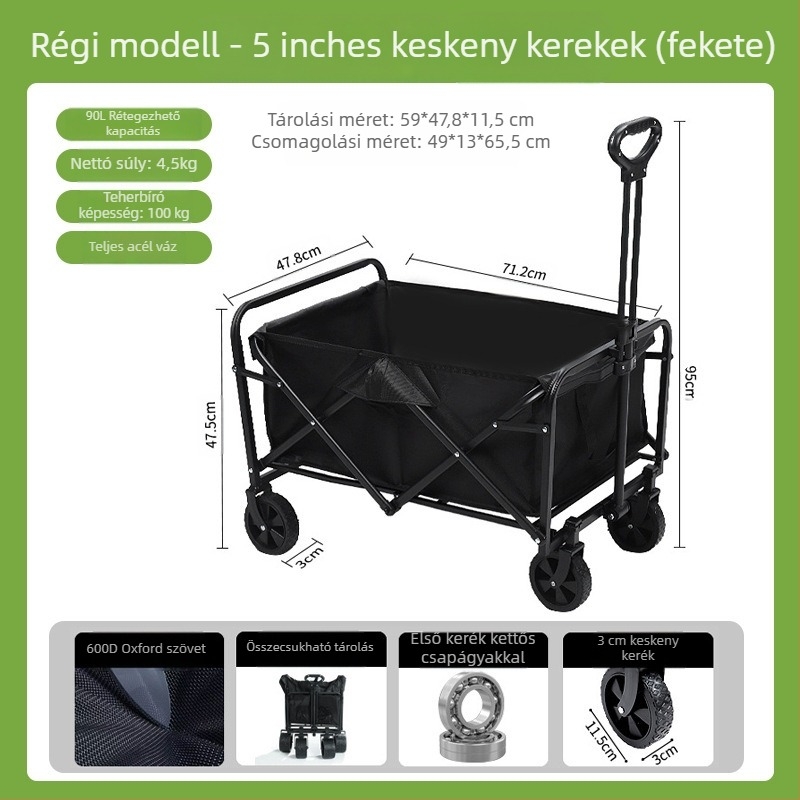 Kemping kocsi – Összecsukható kültéri hordozható kocsi, piknikasztallal