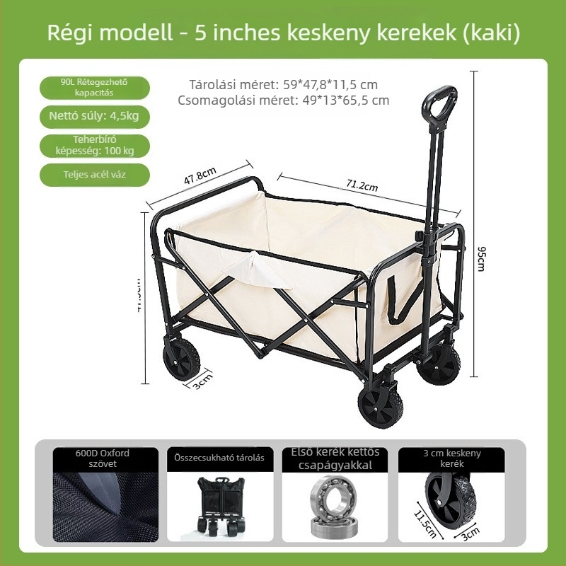 Kemping kocsi – Összecsukható kültéri hordozható kocsi, piknikasztallal