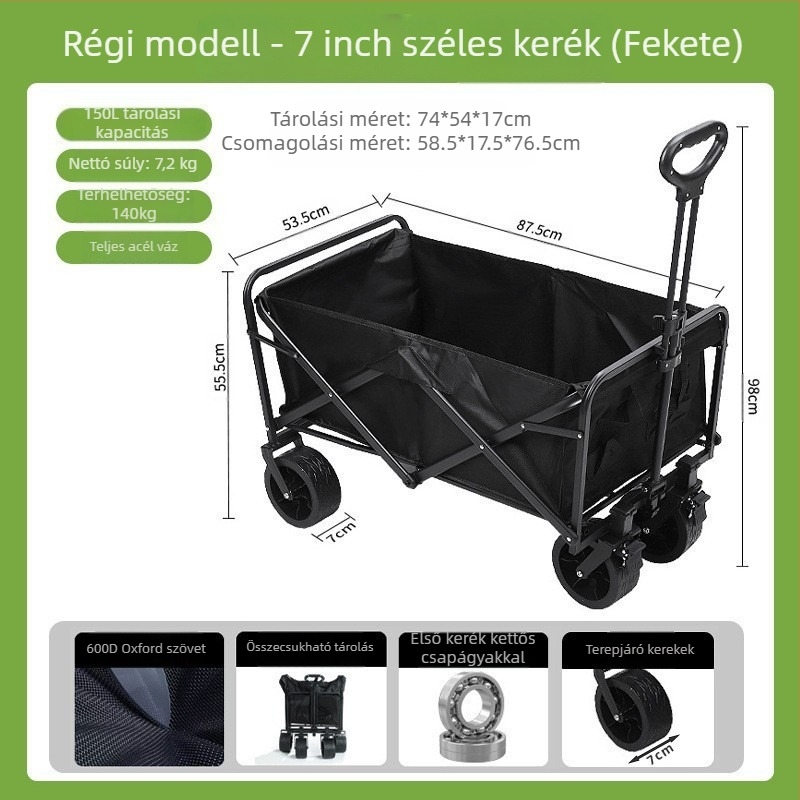 Kemping kocsi – Összecsukható kültéri hordozható kocsi, piknikasztallal