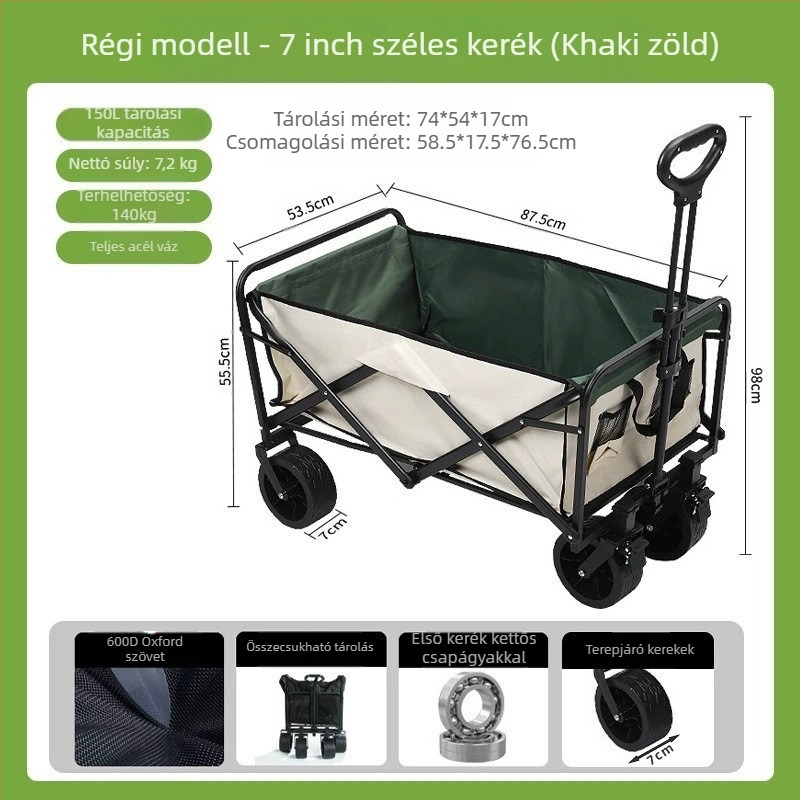 Kemping kocsi – Összecsukható kültéri hordozható kocsi, piknikasztallal