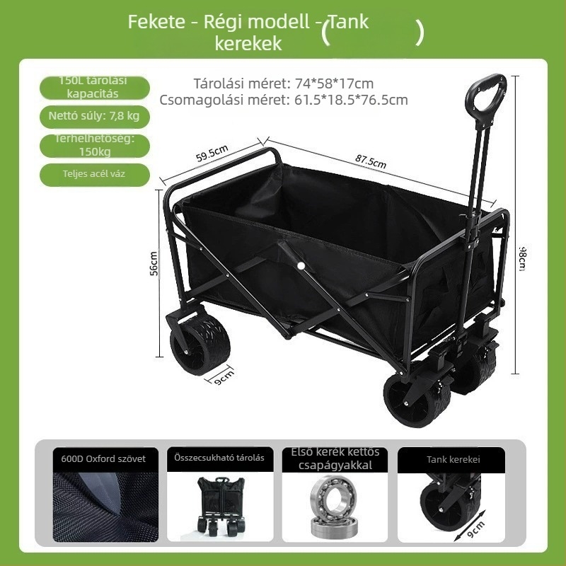 Kemping kocsi – Összecsukható kültéri hordozható kocsi, piknikasztallal