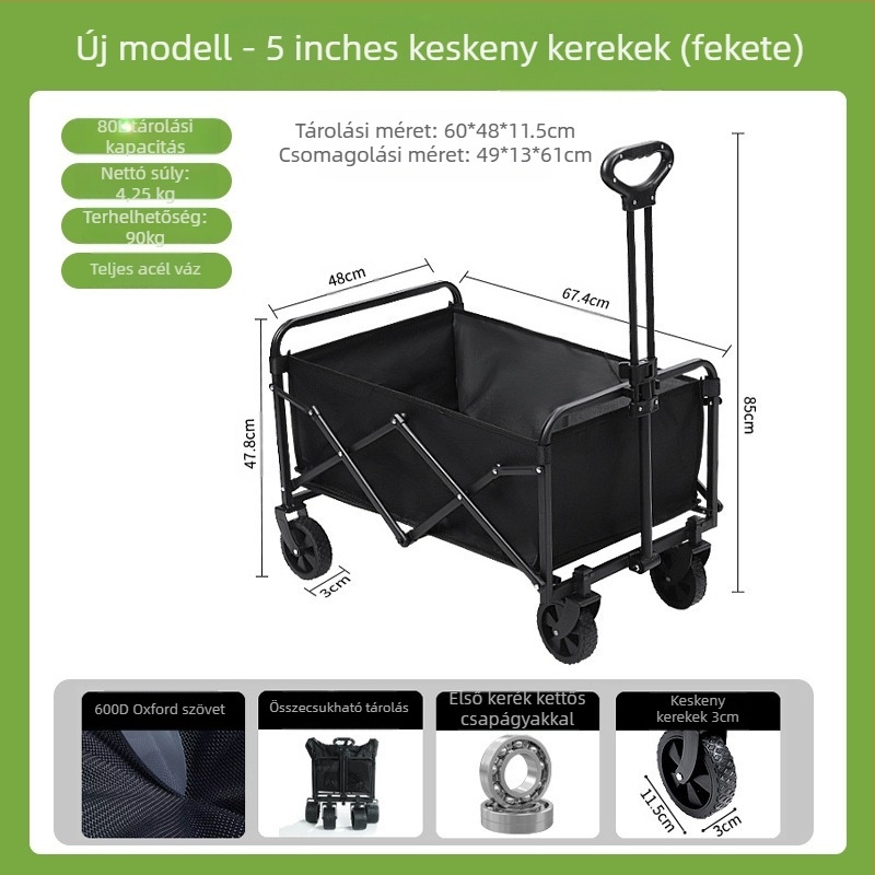 Kemping kocsi – Összecsukható kültéri hordozható kocsi, piknikasztallal