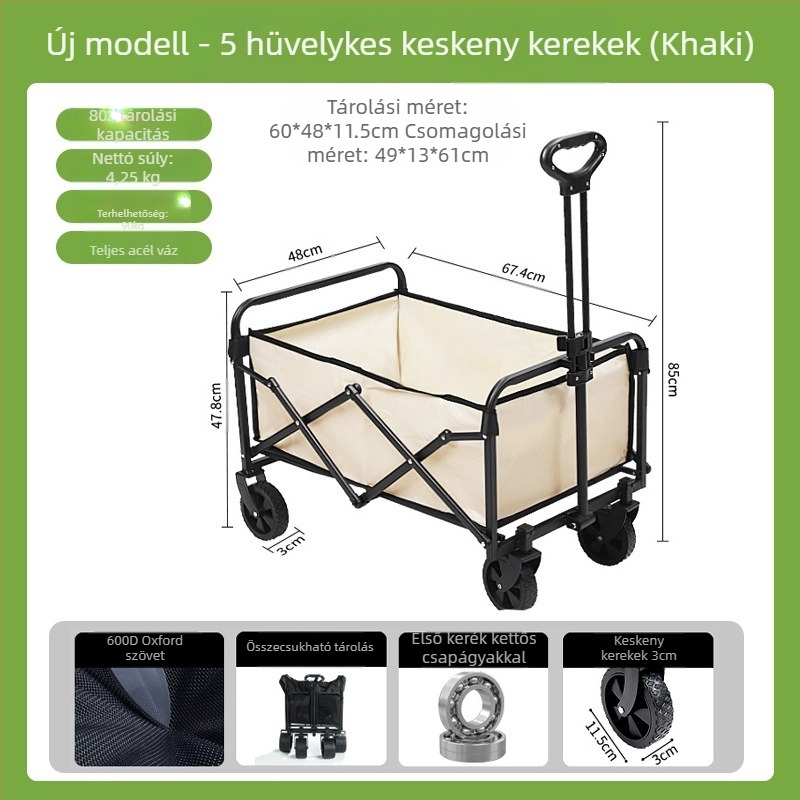 Kemping kocsi – Összecsukható kültéri hordozható kocsi, piknikasztallal