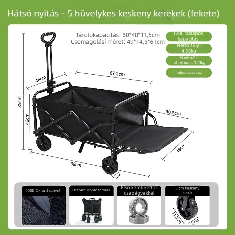 Kemping kocsi – Összecsukható kültéri hordozható kocsi, piknikasztallal