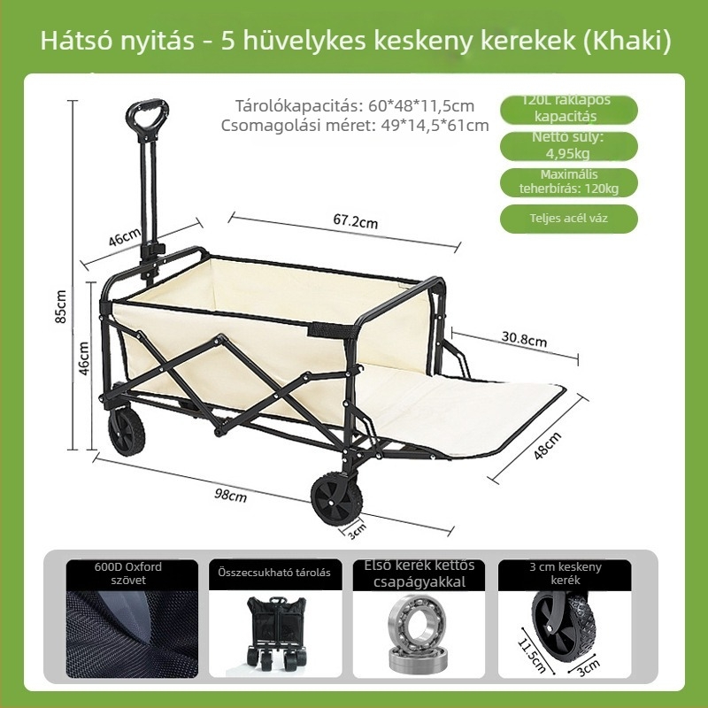 Kemping kocsi – Összecsukható kültéri hordozható kocsi, piknikasztallal