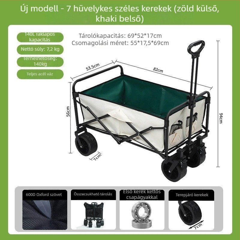 Kemping kocsi – Összecsukható kültéri hordozható kocsi, piknikasztallal