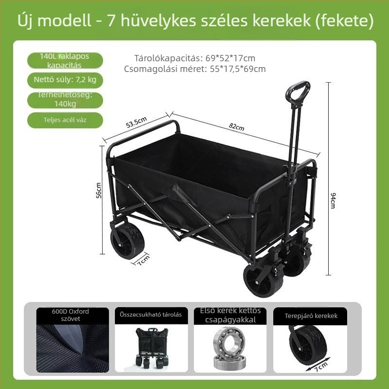 Kemping kocsi – Összecsukható kültéri hordozható kocsi, piknikasztallal