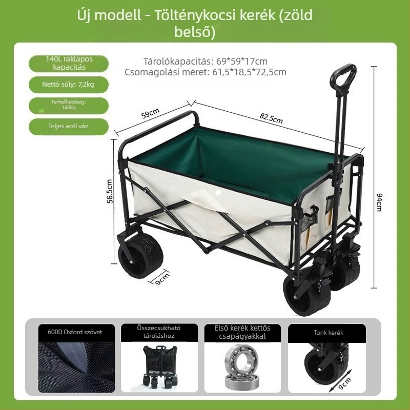 Kemping kocsi – Összecsukható kültéri hordozható kocsi, piknikasztallal