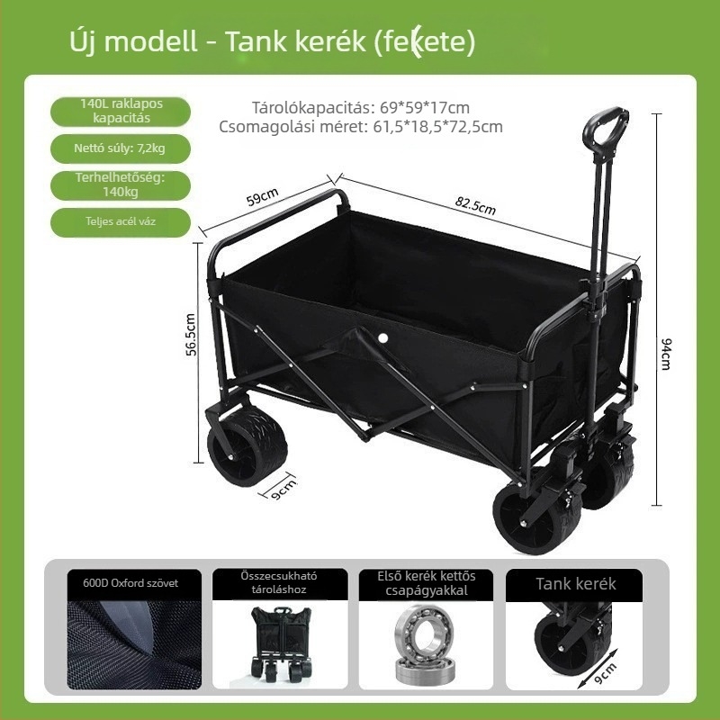 Kemping kocsi – Összecsukható kültéri hordozható kocsi, piknikasztallal