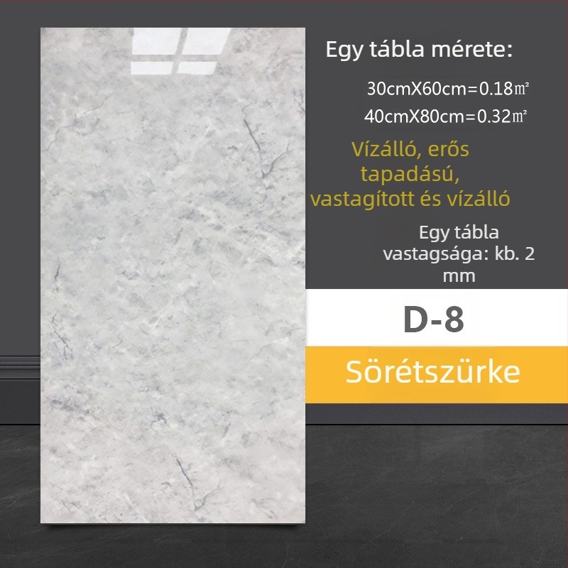 Márványhatású falitapasz, öntapadó, vízálló PVC falra – fürdőszoba, nappali és konyha (1 darab)