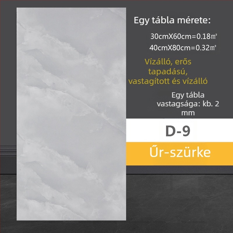 Márványhatású falitapasz, öntapadó, vízálló PVC falra – fürdőszoba, nappali és konyha (1 darab)