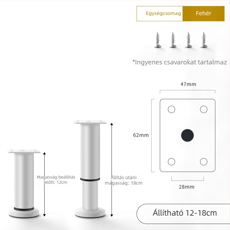 Állítható bútorlábak – Qiaoju qiaojian hardware, modell QJDL-BXGGJ-7, anyag: rozsdamentes acél / hidegen hengerelt acél, alkalmas szekrényekhez és kanapékhoz, stílus: modern minimál