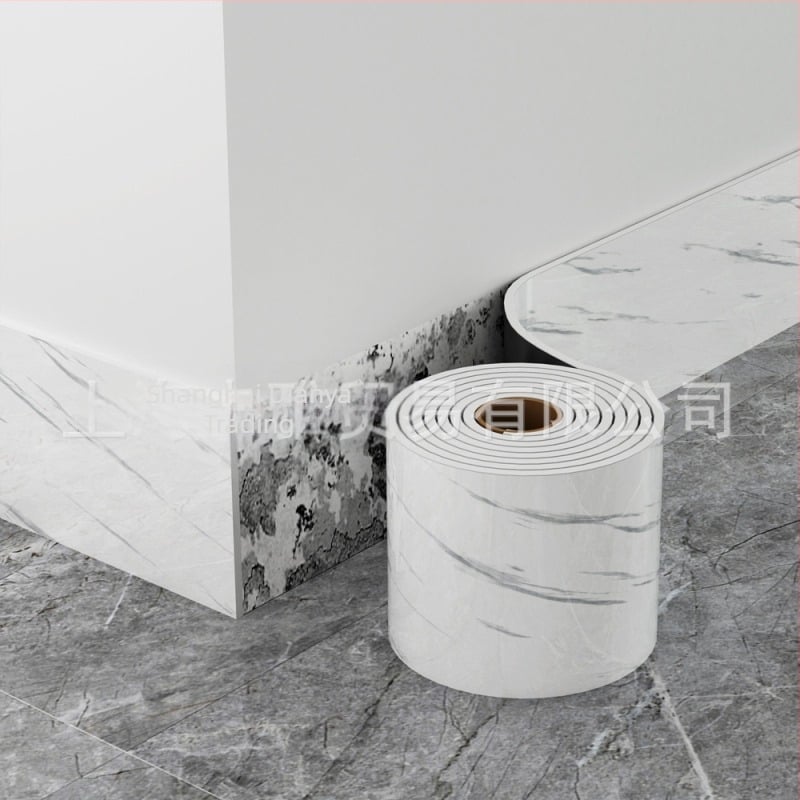 PVC márvány imitációjú csempe, öntapadós díszítőcsík falhoz és küszöbhöz