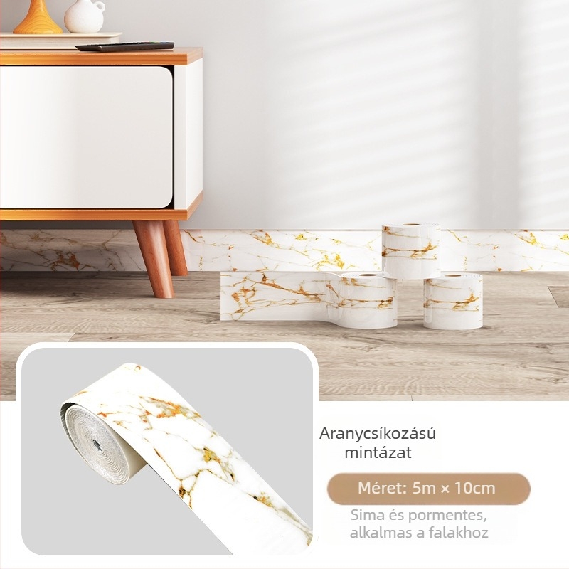 PVC márvány imitációjú csempe, öntapadós díszítőcsík falhoz és küszöbhöz