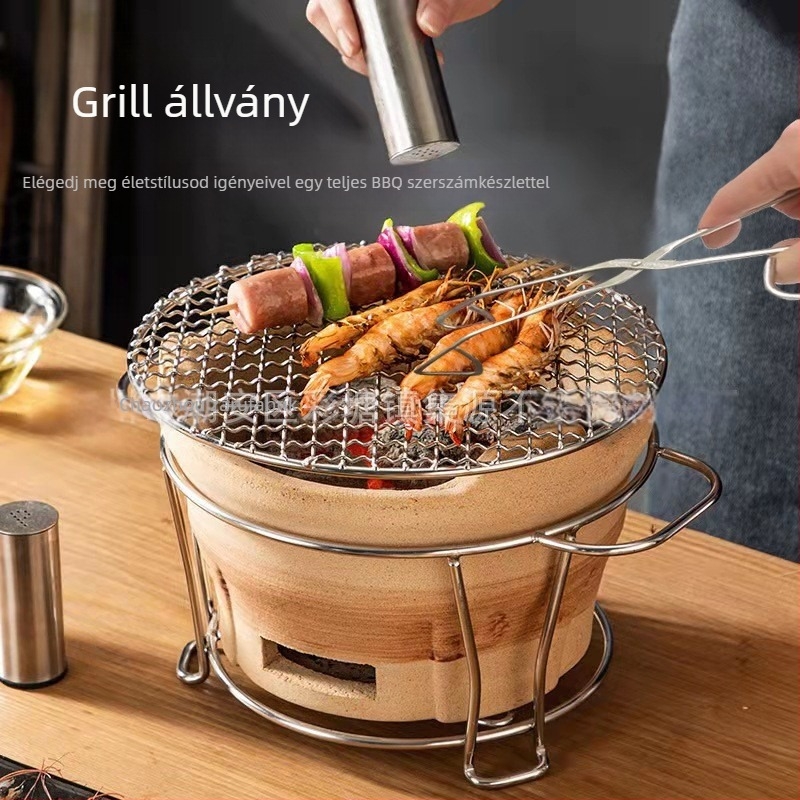 Rozsdamentes acélból készült grillrács, kör alakú – Többfunkciós, hordozható, könnyen tisztítható – Ponthegesztéses és formázott kivitelezés