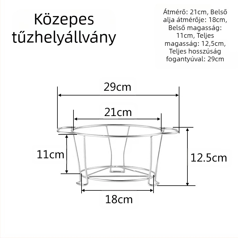Rozsdamentes acélból készült grillrács, kör alakú – Többfunkciós, hordozható, könnyen tisztítható – Ponthegesztéses és formázott kivitelezés