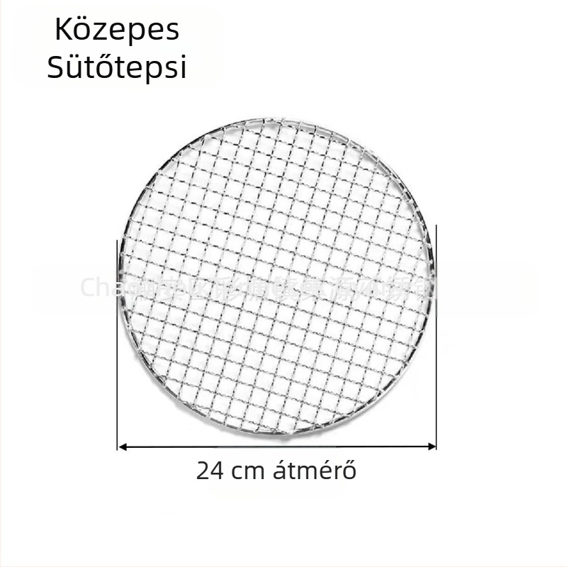 Rozsdamentes acélból készült grillrács, kör alakú – Többfunkciós, hordozható, könnyen tisztítható – Ponthegesztéses és formázott kivitelezés