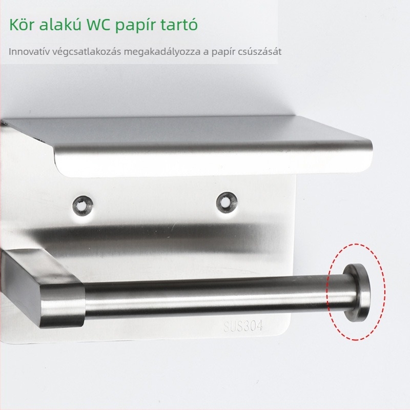 Huanuo WC-papír tartó 304 rozsdamentes acélból, négyzetes alak, tükrös felület, modern minimalizmus