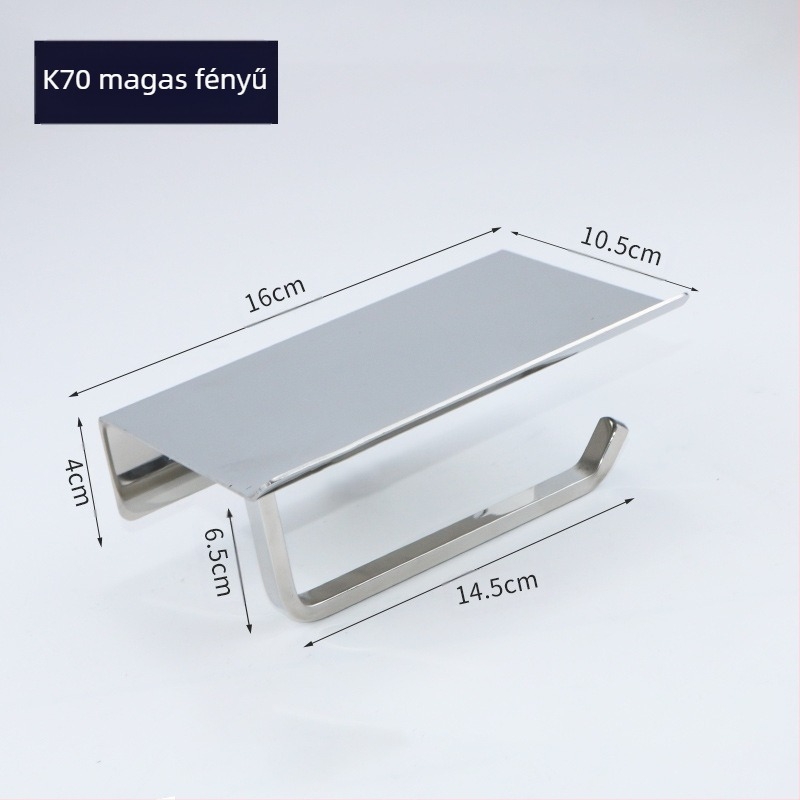 Huanuo WC-papír tartó 304 rozsdamentes acélból, négyzetes alak, tükrös felület, modern minimalizmus