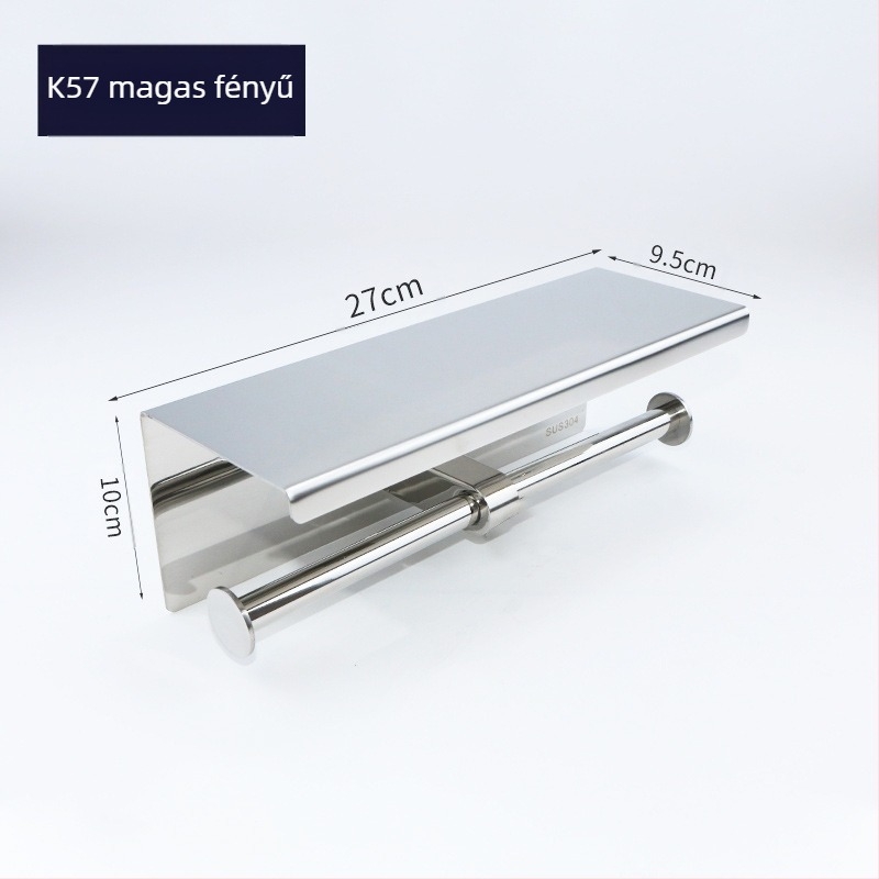 Huanuo WC-papír tartó 304 rozsdamentes acélból, négyzetes alak, tükrös felület, modern minimalizmus