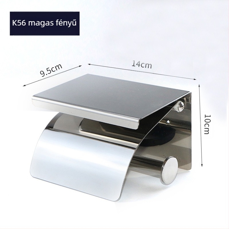 Huanuo WC-papír tartó 304 rozsdamentes acélból, négyzetes alak, tükrös felület, modern minimalizmus
